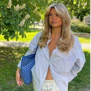 Djerf Avenue Breezy Shirt Blue Stripe